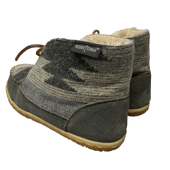 Minnetonka Torrey Lace Up Bootie Womens 8 M Leather Wool Blend Faux Fur Lining - Picture 13 of 16